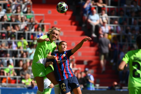EINDHOVEN, NETHERLANDS - 3 June, 2023: The final football match of UEFA Women's Champions League FC Barcelona Femeni - VfL Wolfsburg Women at Philips Arenaのeditorial素材