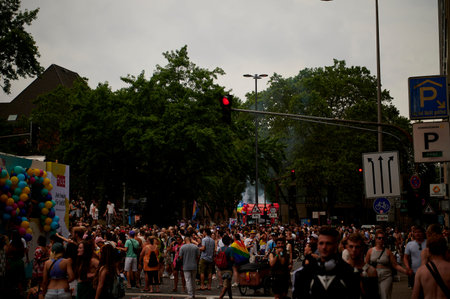 COLOGNE, GERMANY - 9 JULY 2023: Participant of Street Parade of the Christopher Street Day (CSD), Gay Pride. LGBTのeditorial素材