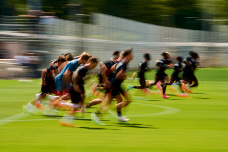 LEVERKUSEN, GERMANY - 11.07.23: Pre season practice FC Bayer 04 Leverkusen at BayArenaのeditorial素材