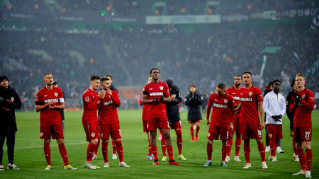 MOENCHENGLADBACH, GERMANY - 14 JANUARY, 2024: The football match of Bundesliga Borussia Moenchengladbach vs VfB Stuttgart at Borussia Parkのeditorial素材