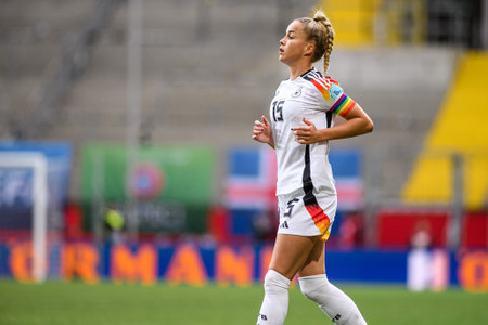 AACHEN, GERMANY - 9 APRIL, 2024: Giulia Gwinn, The football match of Germany vs Iceland at New Tivoliのeditorial素材