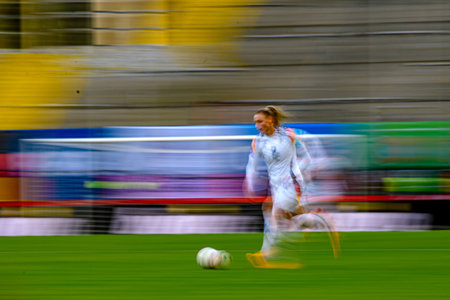 AACHEN, GERMANY - 9 APRIL, 2024: Sarai Linder, The football match of Germany vs Iceland at New Tivoliのeditorial素材
