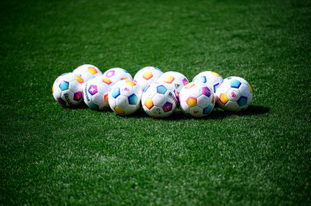 LEVERKUSEN, GERMANY - 1 MAY, 2024: The official football ball molten at Ulrich-Haberland-Stadionのeditorial素材