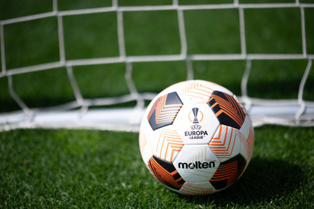 LEVERKUSEN, GERMANY - 1 MAY, 2024: The official football ball molten at Ulrich-Haberland-Stadionのeditorial素材