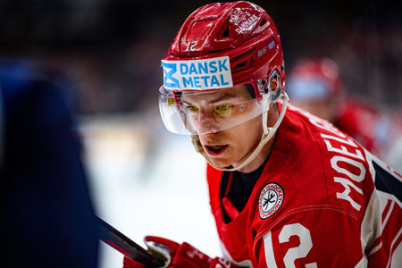 PRAGUE, CZECH REPUBLIC - MAY 20, 2024: The game of IIHF 2024 Ice Hockey World Championship Finland - Denmark at O2 Arenaのeditorial素材