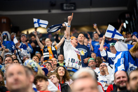 PRAGUE, CZECH REPUBLIC - MAY 20, 2024: The game of IIHF 2024 Ice Hockey World Championship Finland -...