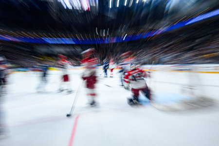 PRAGUE, CZECH REPUBLIC - MAY 20, 2024: The game of IIHF 2024 Ice Hockey World Championship Finland - Denmark at O2 Arenaのeditorial素材