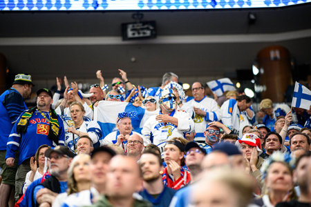 PRAGUE, CZECH REPUBLIC - MAY 20, 2024: The game of IIHF 2024 Ice Hockey World Championship Finland - Denmark at O2 Arenaのeditorial素材
