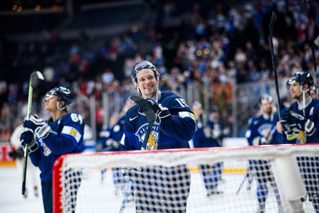 PRAGUE, CZECH REPUBLIC - MAY 20, 2024: The game of IIHF 2024 Ice Hockey World Championship Finland -...