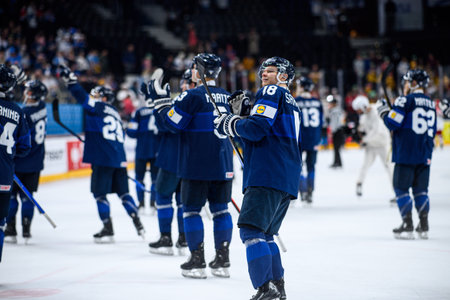 PRAGUE, CZECH REPUBLIC - MAY 20, 2024: The game of IIHF 2024 Ice Hockey World Championship Finland -...