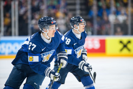 PRAGUE, CZECH REPUBLIC - MAY 20, 2024: The game of IIHF 2024 Ice Hockey World Championship Finland -...