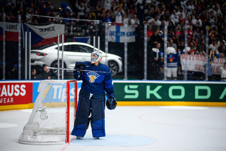 PRAGUE, CZECH REPUBLIC - MAY 20, 2024: The game of IIHF 2024 Ice Hockey World Championship Finland - Denmark at O2 Arenaのeditorial素材