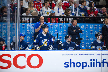 PRAGUE, CZECH REPUBLIC - MAY 20, 2024: The game of IIHF 2024 Ice Hockey World Championship Finland -...