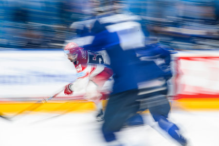 PRAGUE, CZECH REPUBLIC - MAY 20, 2024: The game of IIHF 2024 Ice Hockey World Championship Finland - Denmark at O2 Arenaのeditorial素材