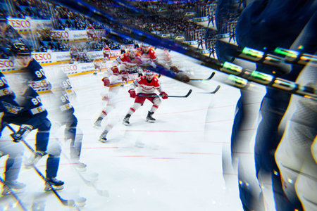 PRAGUE, CZECH REPUBLIC - MAY 20, 2024: The game of IIHF 2024 Ice Hockey World Championship Finland - Denmark at O2 Arenaのeditorial素材