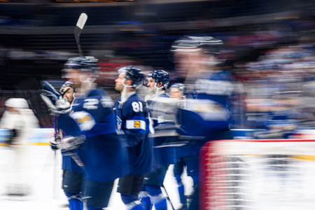 PRAGUE, CZECH REPUBLIC - MAY 20, 2024: The game of IIHF 2024 Ice Hockey World Championship Finland -...