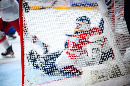 PRAGUE, CZECH REPUBLIC - MAY 20, 2024: The game of IIHF 2024 Ice Hockey World Championship Finland - Denmark at O2 Arenaのeditorial素材