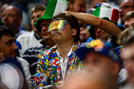 PRAGUE, CZECH REPUBLIC - MAY 20, 2024: The game of IIHF 2024 Ice Hockey World Championship Finland - Denmark at O2 Arenaのeditorial素材