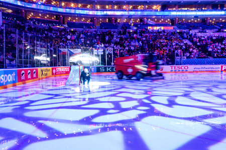 PRAGUE, CZECH REPUBLIC - MAY 20, 2024: The game of IIHF 2024 Ice Hockey World Championship Finland - Denmark at O2 Arenaのeditorial素材