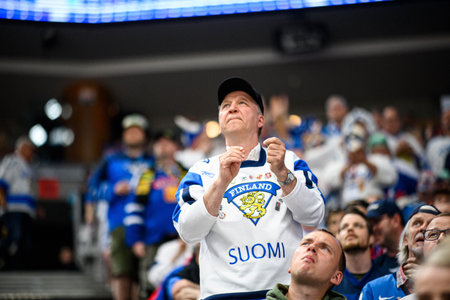 PRAGUE, CZECH REPUBLIC - MAY 20, 2024: The game of IIHF 2024 Ice Hockey World Championship Finland -...