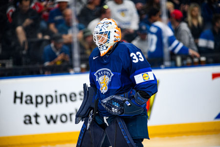 PRAGUE, CZECH REPUBLIC - MAY 20, 2024: The game of IIHF 2024 Ice Hockey World Championship Finland -...