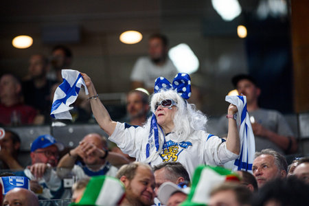 PRAGUE, CZECH REPUBLIC - MAY 20, 2024: The game of IIHF 2024 Ice Hockey World Championship Finland - Denmark at O2 Arenaのeditorial素材