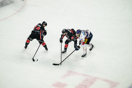 COLOGNE, GERMANY - JANUARY 7, 2025: - Ice hockey match of DEL Koelner Haie - Eisbaeren Berlin at...