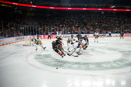 COLOGNE, GERMANY - JANUARY 7, 2025: +++ - Ice hockey match of DEL Koelner Haie - Eisbaeren Berlin at...