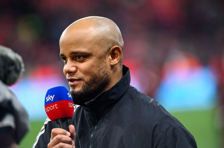 LEVERKUSEN, GERMANY - 15 FEBRUARY, 2025: Vincent Kompany, The Bundesliga match FC Bayer 04 Leverkusen vs FC Bayern Muenchen at BayArenaのeditorial素材