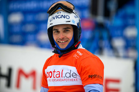 WINTERBERG, GERMANY - 15 MARCH, 2025: BORMOLINI Maurizio, ITA - VISA FIS Snowboard Alpine World Cup Winterberg 2025 at Poppenberg. For editorial use only.のeditorial素材