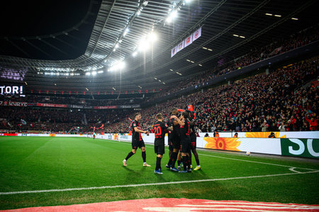 LEVERKUSEN, GERMANY - 17 DECEMBER, 2023: The Bundesliga match FC Bayer 04 Leverkusen vs Eintracht Frankfurt at BayArenaのeditorial素材