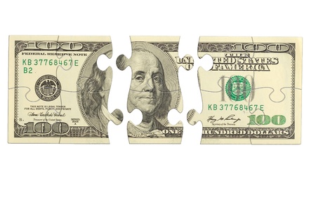 dollar banks note money puzzleの写真素材