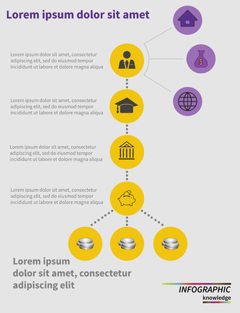 Step by step circle infographics. Learning process. Vector illustrationのイラスト素材
