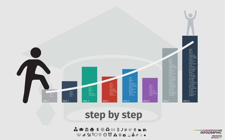 infographic. Template Step by Step. Business concept with options, parts, steps or processes. Data visualization.のイラスト素材