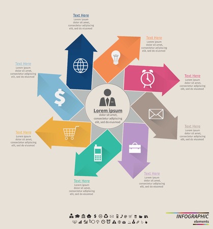 Flat Infographic template . Design for presentation, round chart or diagram. Concept for 3 steps, parts or optionsのイラスト素材