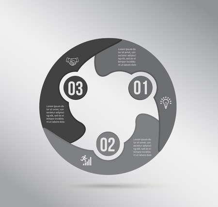 Infographic circle template . Design for presentation or diagram. Concept for 3 steps, parts or options. Vector EPS10.のイラスト素材