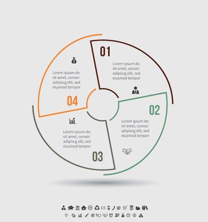 Vector infographic template. Design business concept for presentation, graph and diagram. 4 options, parts, steps or processes.のイラスト素材