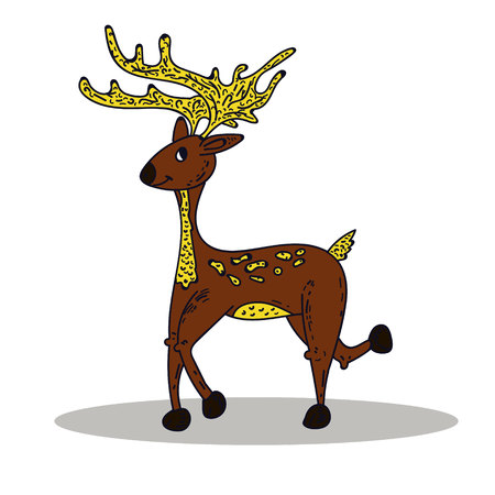 Deer on white background. Merry Christmas greetingのイラスト素材