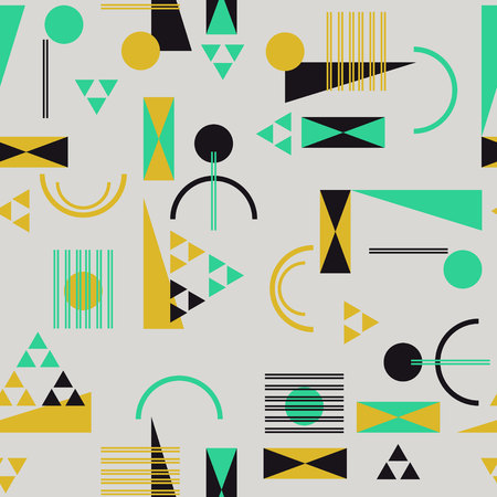 Seamless geometric pattern in retro 80s style Backgroundのイラスト素材