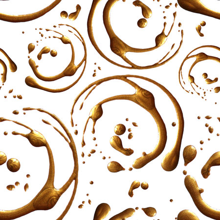 Seamless pattern with shine glitter dots. Gold draw blots. Hand-made. Isolated on white background....