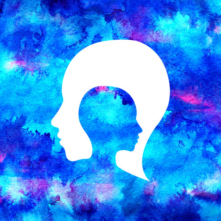 Modern Watercolor Psi icon of Psychology. Creative style.の写真素材