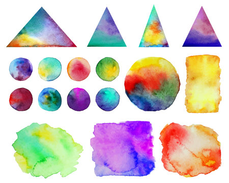 Vector illustration. . Colorful watercolor splashes isolated on white background.のイラスト素材