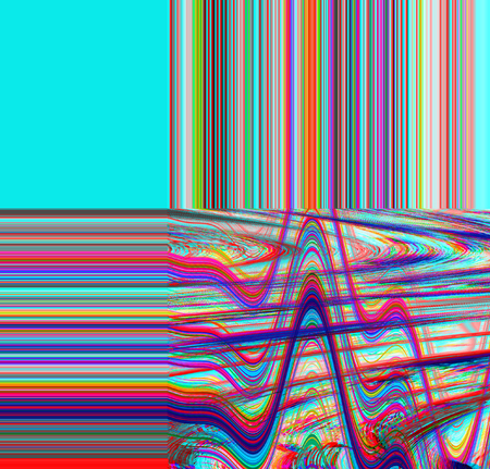 Glitch psychedelic background. Old TV screen error. Digital pixel noise abstract design. Photo glitch. Television signal fail. Technical problem grunge wallpaper. Colorful noiseの写真素材