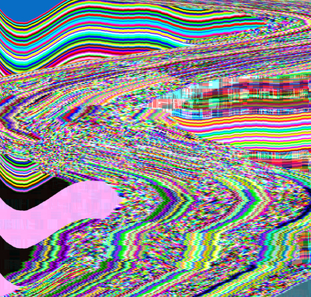 Glitch psychedelic background. Old TV screen error. Digital pixel noise abstract design. Photo glitch. Television signal fail. Technical problem grunge wallpaper. Colorful noiseの写真素材