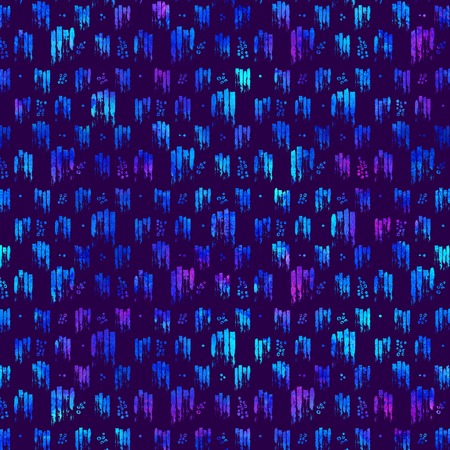 seamless pattern brush stripes plaid. Blue color on violet background. Hand painted grange texture. Ink geometric elements. Fashion modern style. Endless fantasy plaid fabric print. Watercolorの写真素材
