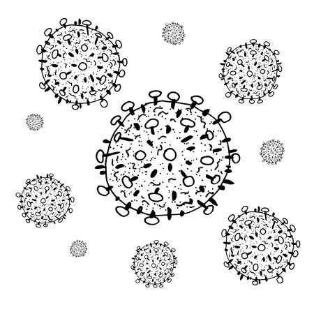 Vector black sketch HIV isolated on white background.のイラスト素材