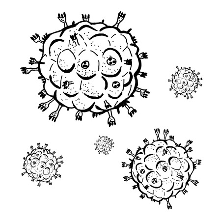 Vector black sketch HIV isolated on white background.のイラスト素材