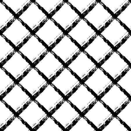 Vector seamless pattern with brush stripes and strokes. Black color on white background. Hand painted grange texture. Ink geometric elements. Fashion modern style. Endless fabric print.のイラスト素材