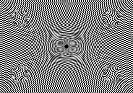 Hypnotic optical illusion in black and white color. Vision 3D geometric background. Abstract optic modern shape in circle. Creative wallpaper for web, print, card, screenの写真素材