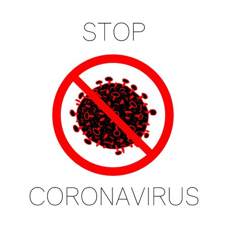2019-nCoV bacteria isolated on white background. Coronavirus red circle vector Icon. COVID-19 bacteria corona virus disease sign. SARS pandemic concept symbol. Pandemic. Human health and medicalのイラスト素材